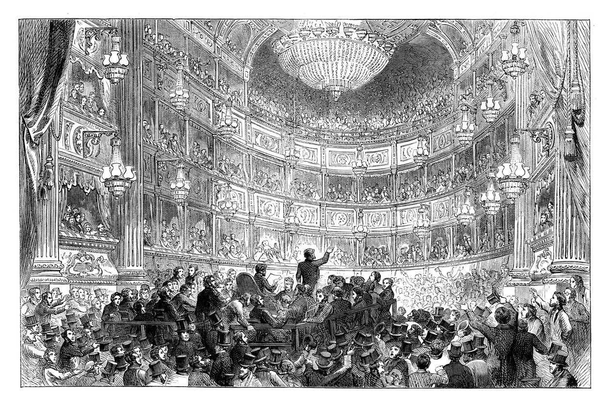 Setkání Anti-Corn Law League v Drury Lane Theatre, Londýn, 1838 c1895 od Unbekannt