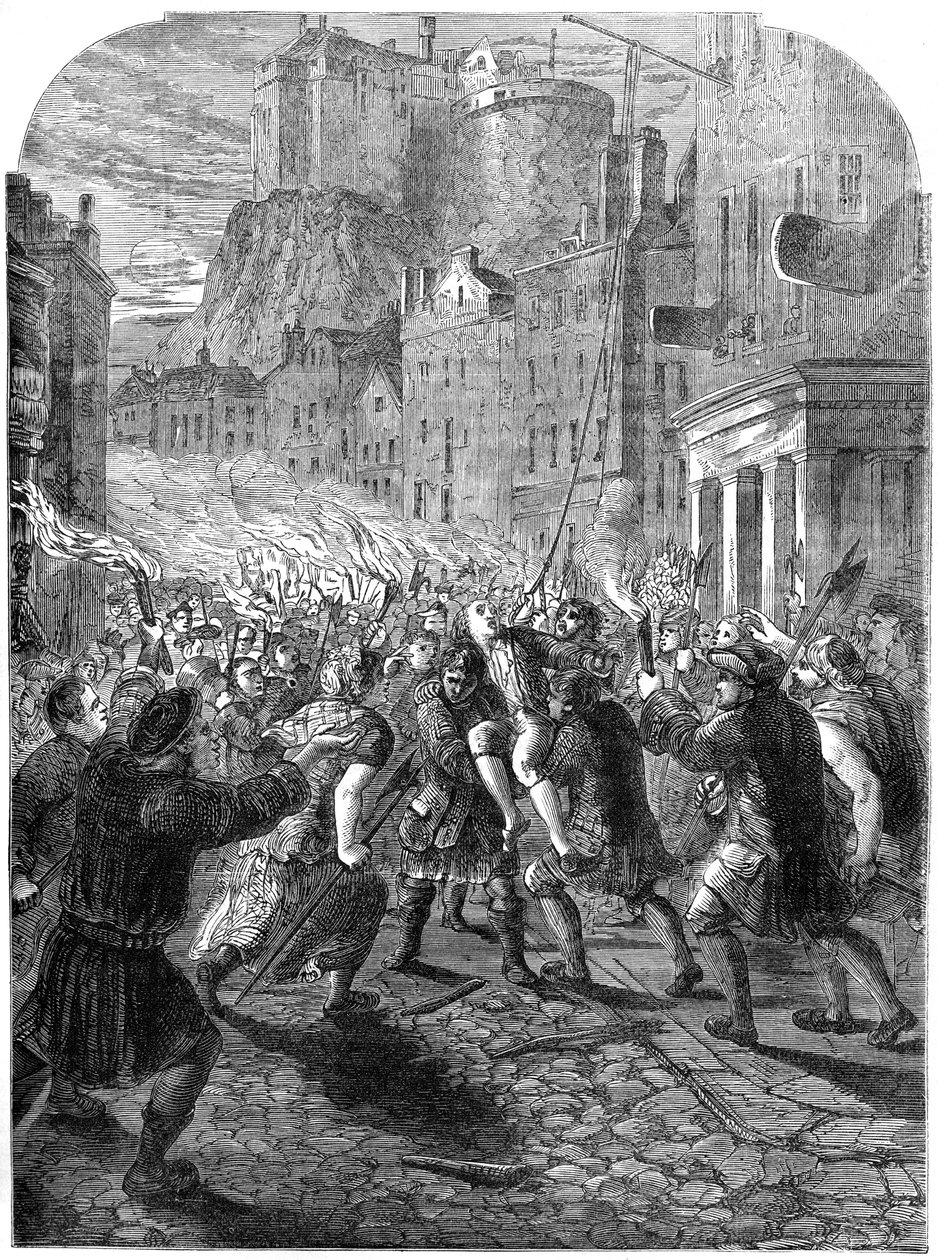 Dav vezoucí kapitána Johna Porteouse na jeho popravu, Edinburgh, 1736 19. století od Unbekannt