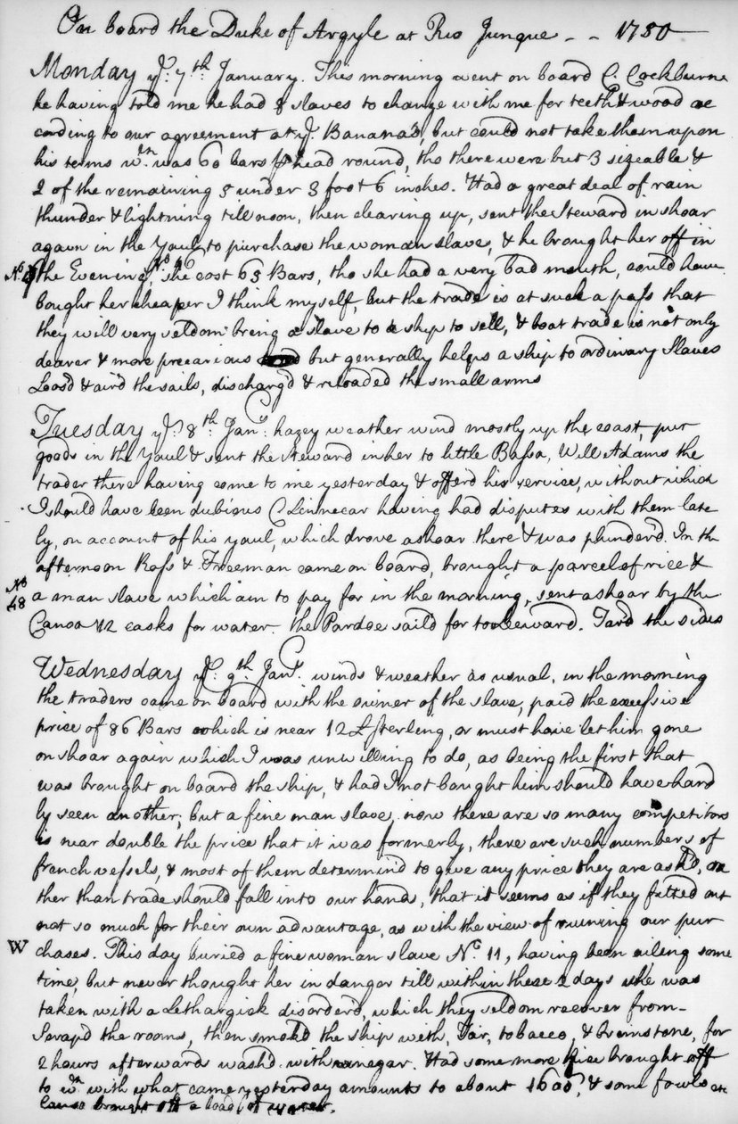 Stránka z deníku Johna Newtona, 1750-1754 1965 od Unbekannt