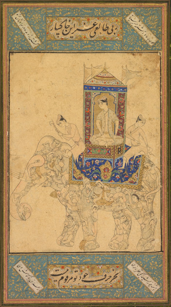 Princ jedoucí na složeném slonovi, c. 1590. od Unbekannt