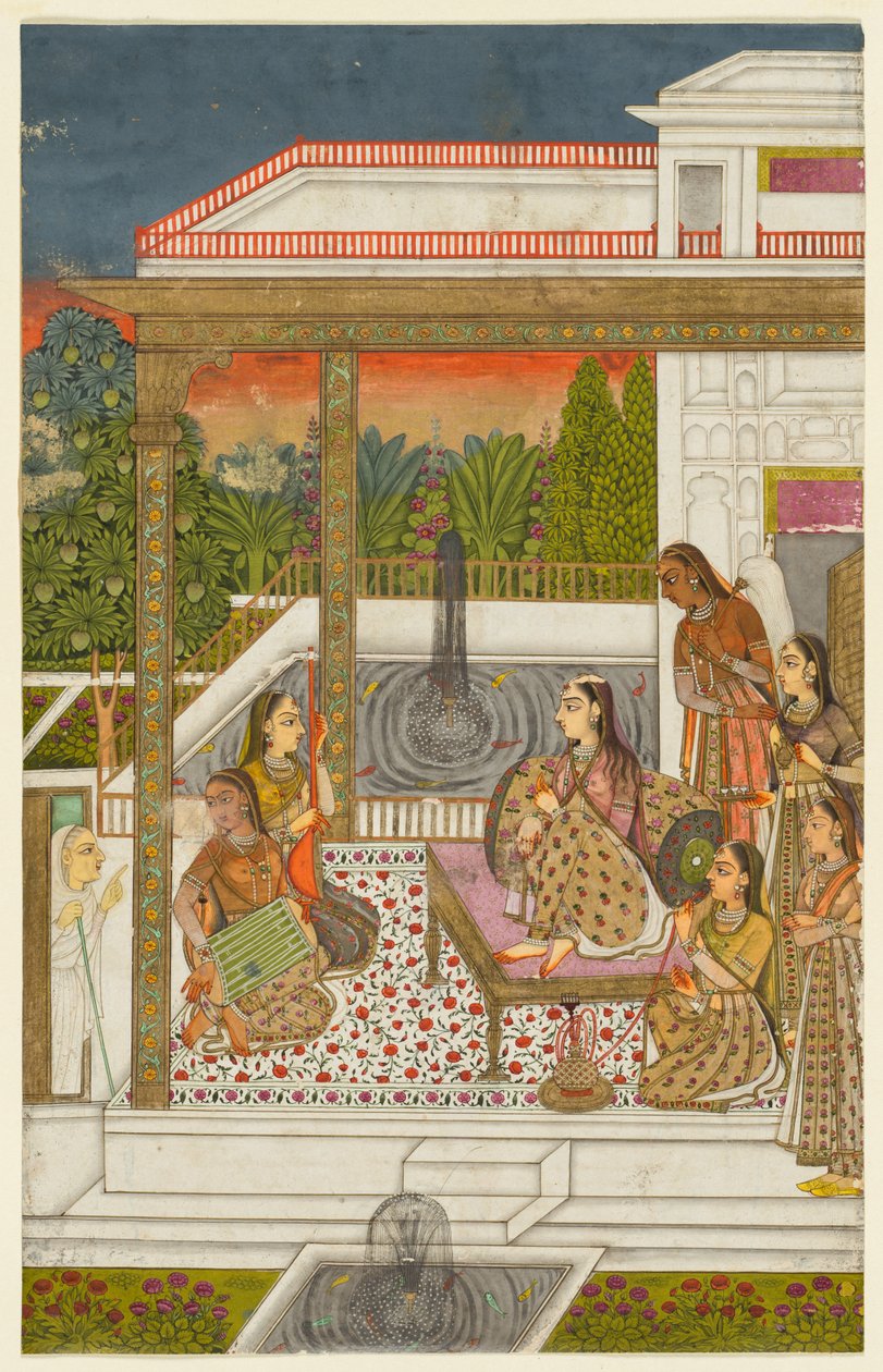 Princezna s obsluhou na terase, c. 1720-1730. od Unbekannt