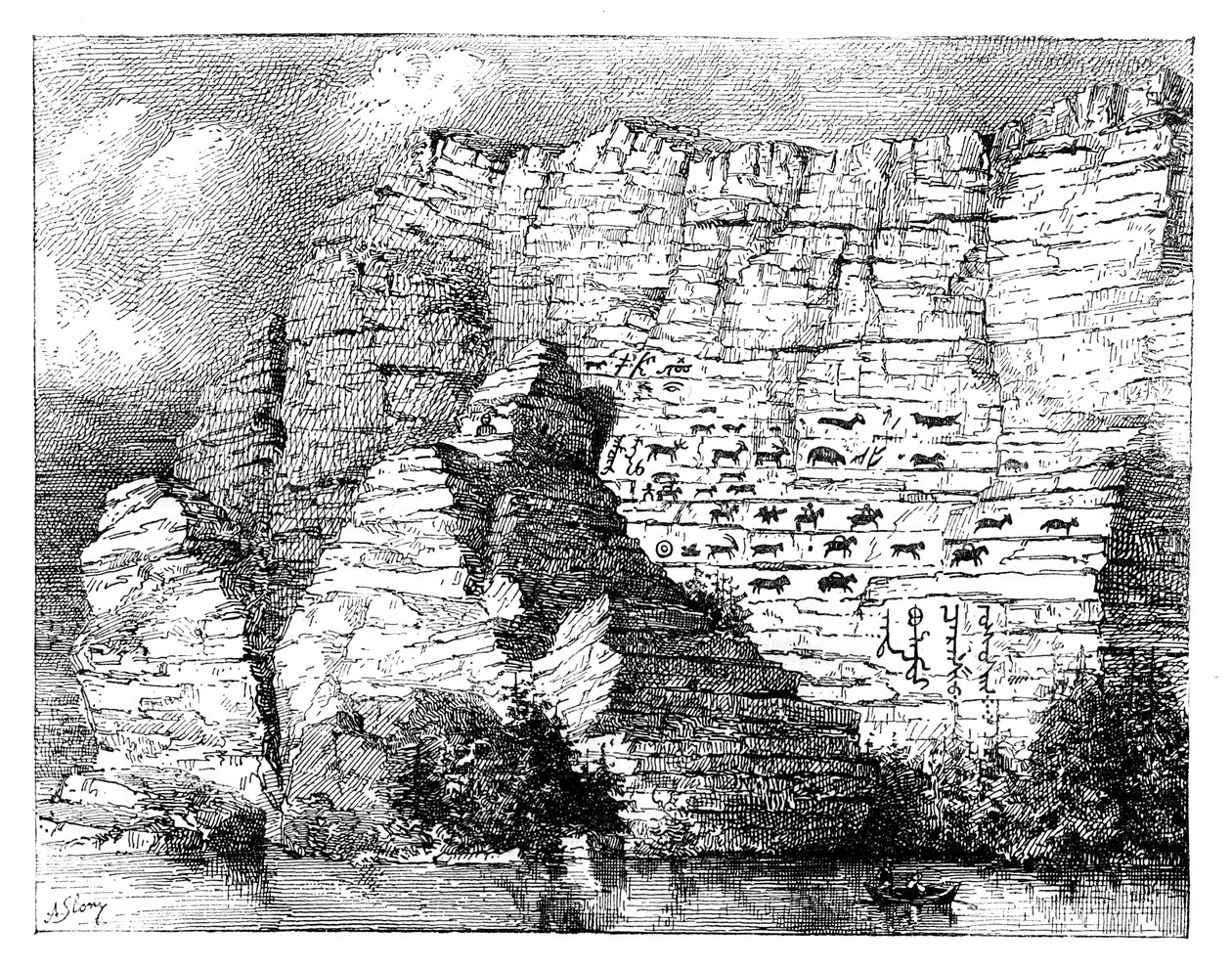 Skalní nápis na břehu řeky Jenisej, 1895 od Unbekannt