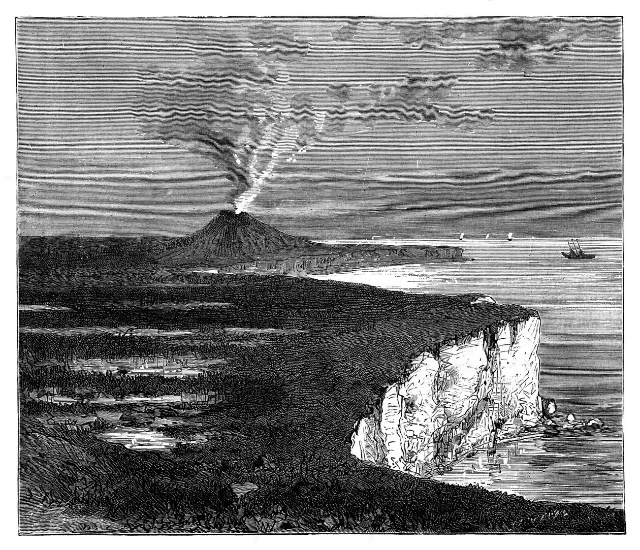 Štítová sopka na ostrově Réunion, Indický oceán, c1890 od Unbekannt