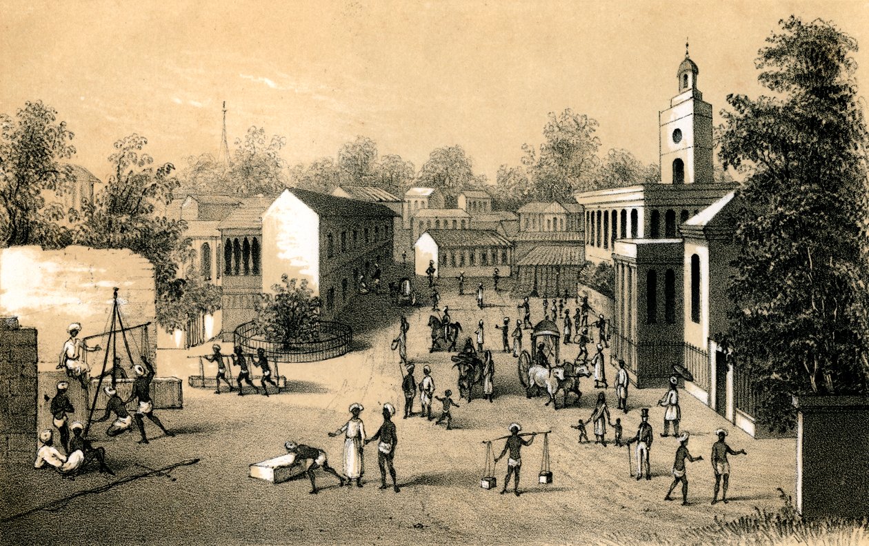 Ulice v Bombaji, 1847 od Unbekannt