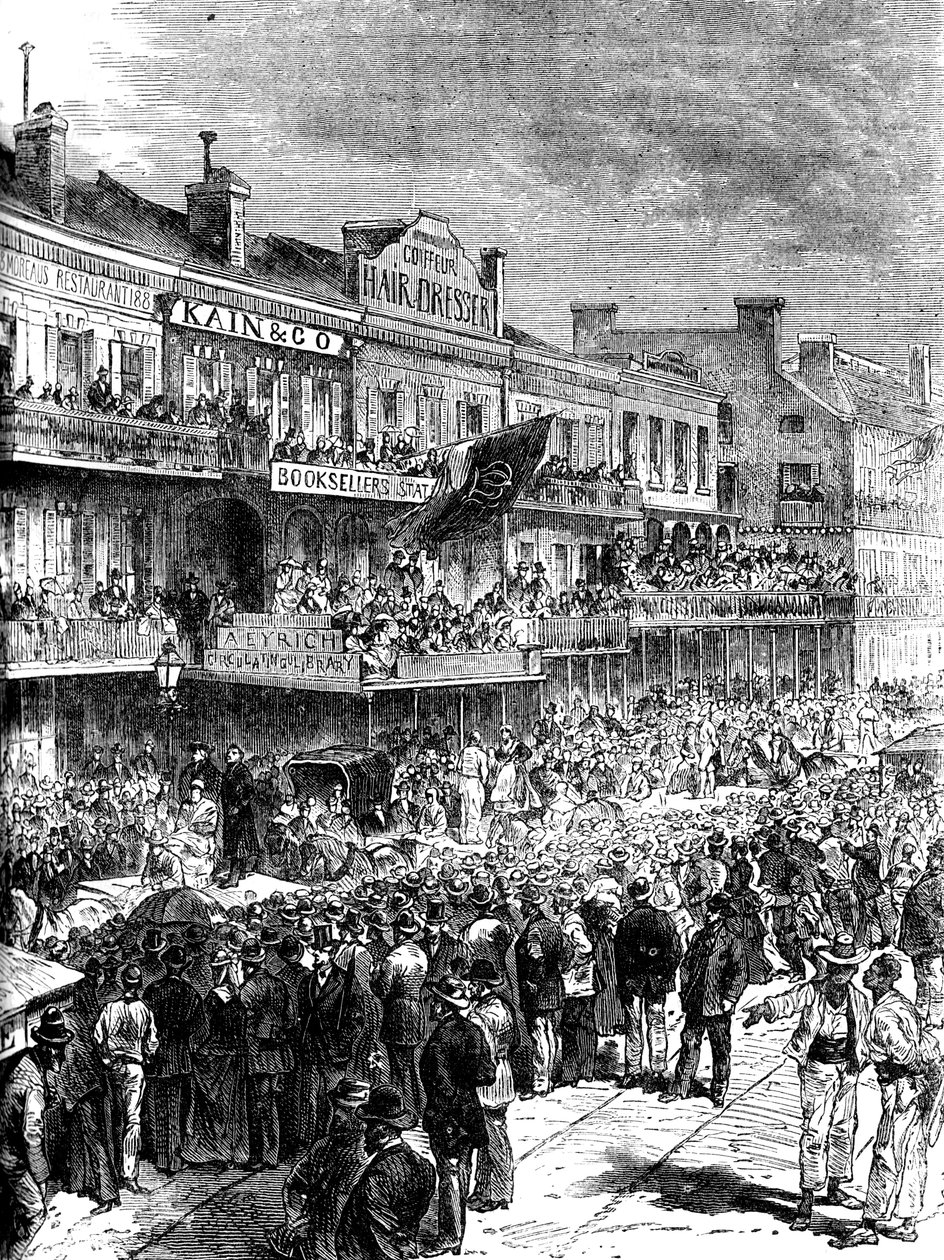 Ulice v New Orleans v den voleb, 1860 c1880 od Unbekannt