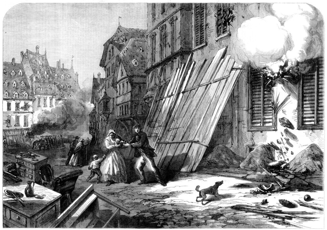 Ulice ve Štrasburku během obléhání a bombardování, francouzsko-pruská válka, 1870 od Unbekannt