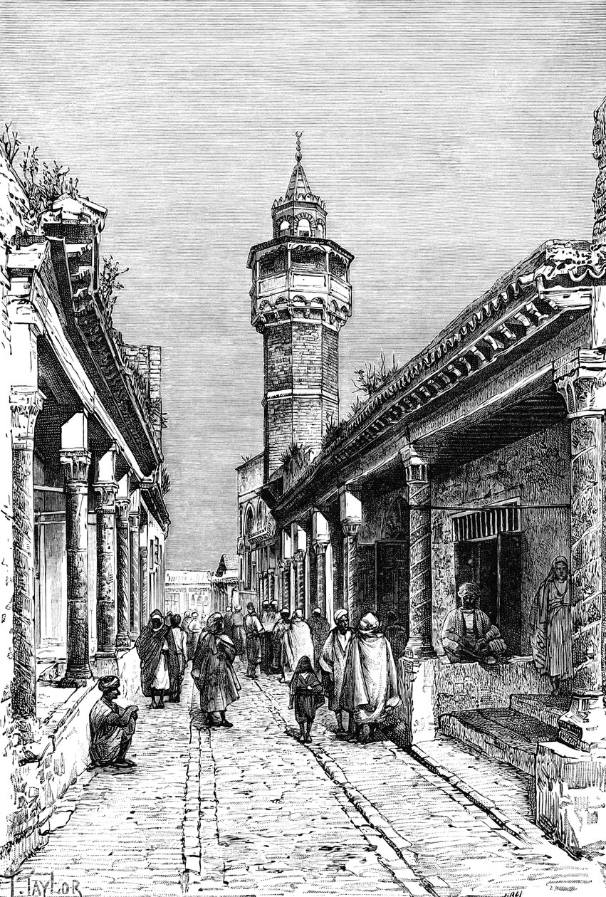 Ulice v okrese Suk v Tunisu, Tunisko, 1895 od Unbekannt