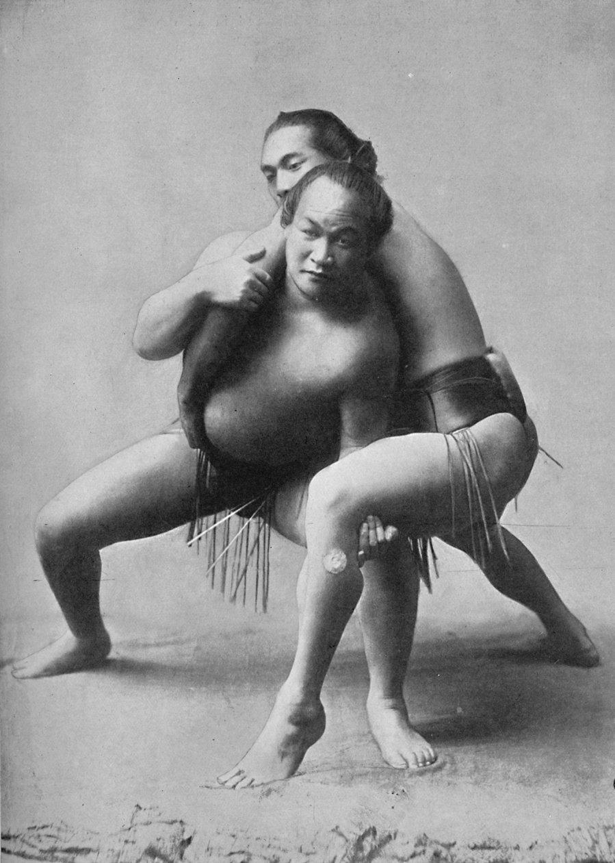 Zápas sumo mezi dvojicí japonských profesionálů, 1902 od Unbekannt
