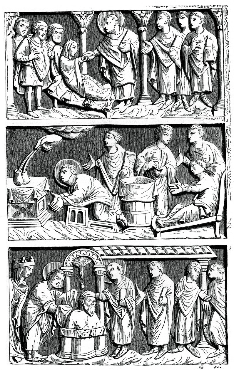 Triptych o léčebném díle svatého Remyho, biskupa z Remeše, 11. století 1870 od Unbekannt
