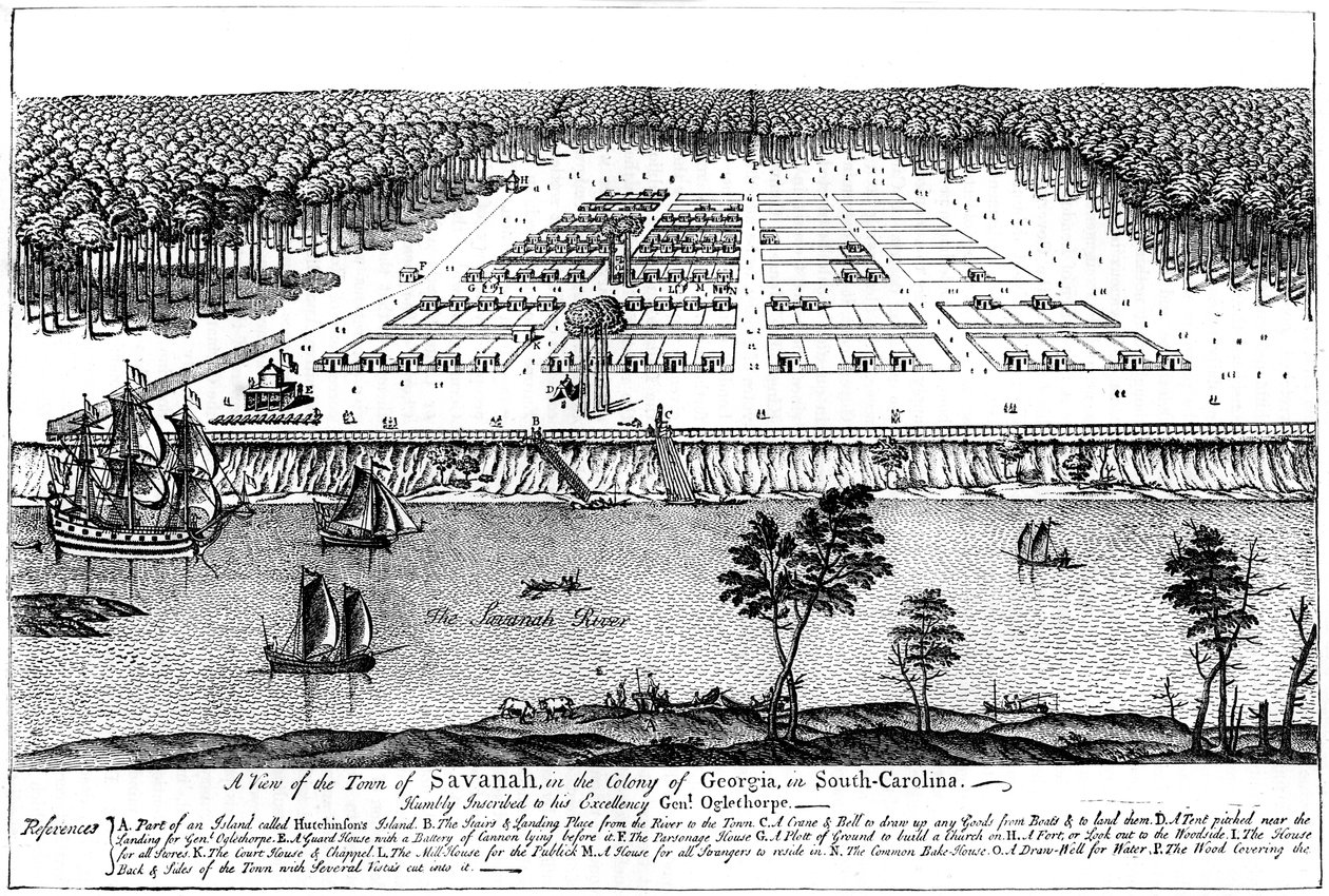 Pohled na město Savannah, v kolonii Georgia, Jižní Karolína, 1741, c1880 od Unbekannt