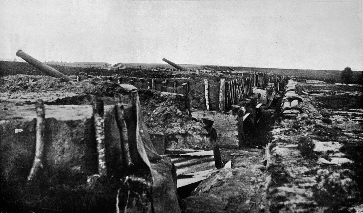 Opuštěné britské zákopy a děla v Maubeuge, 1914 od Unbekannt
