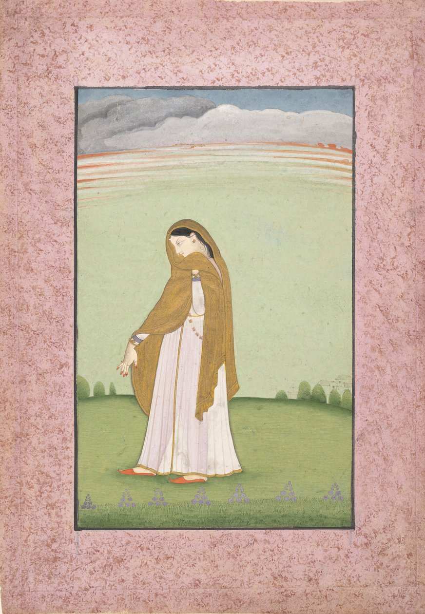 Abhisarika Nayika, hrdinka toužící po svém milenci, ca. 1790-1800. od Unbekannt