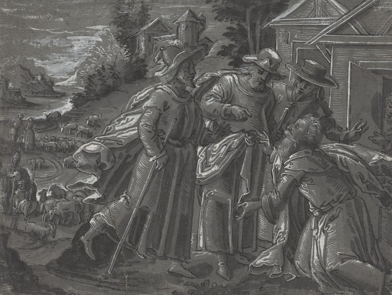 Abraham Enterifying the Angels [verso], c. 1600. od Unbekannt