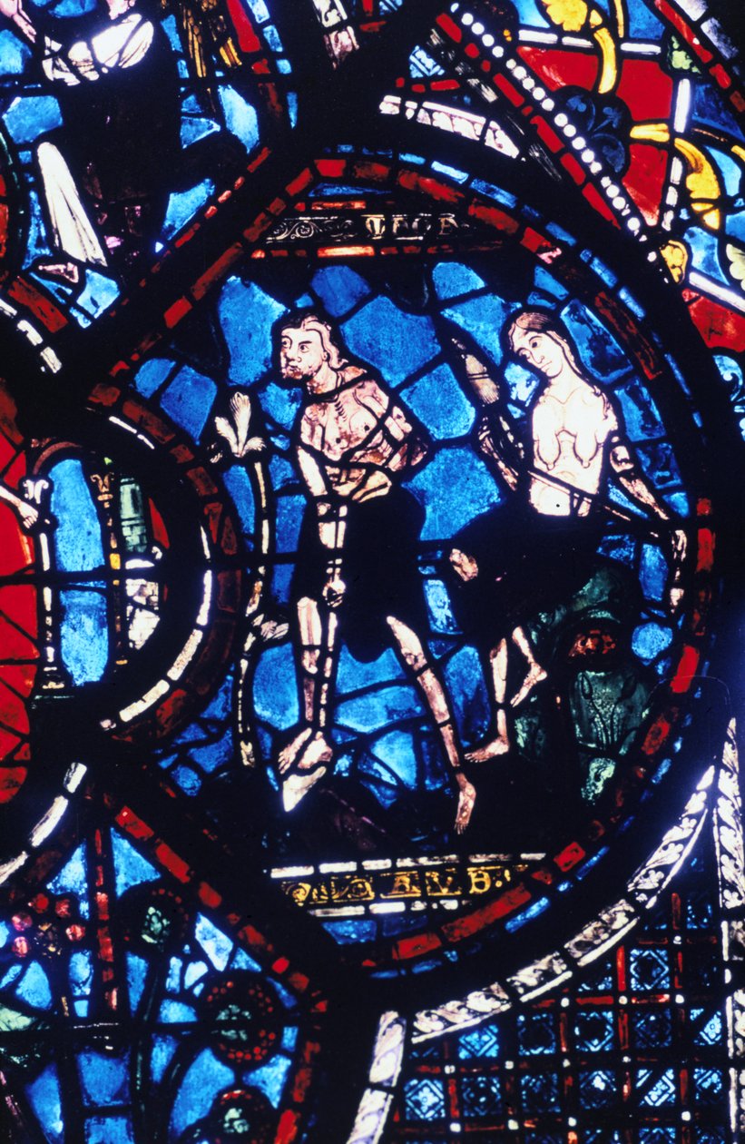 Adam a Eva, barevné sklo, katedrála v Chartres, Francie, 1205-1215 od Unbekannt