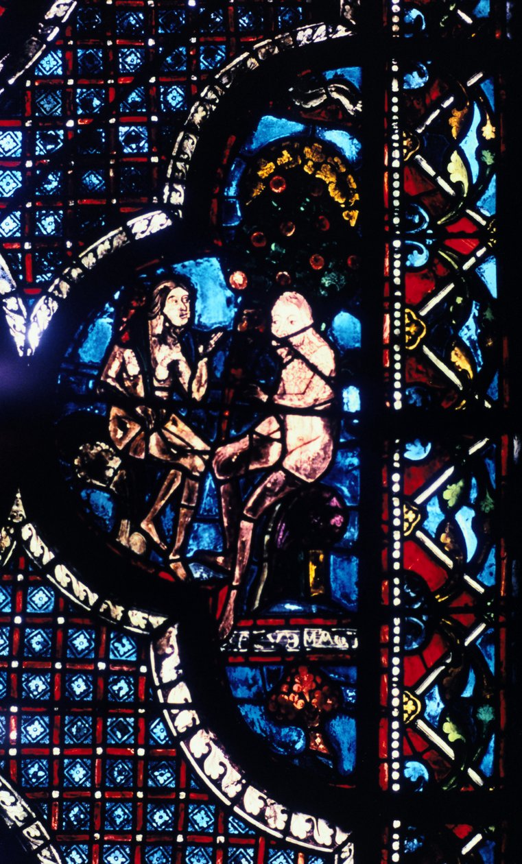 Adam a Eva, barevné sklo, katedrála v Chartres, Francie, 1205-1215 od Unbekannt