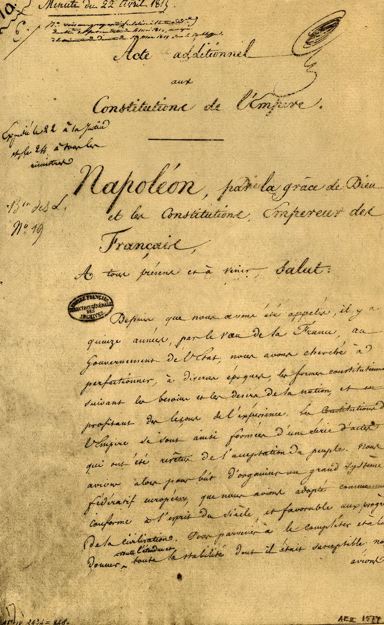 Dodatečný akt k ústavám Říše, 22. dubna 1815, 1921. od Unbekannt