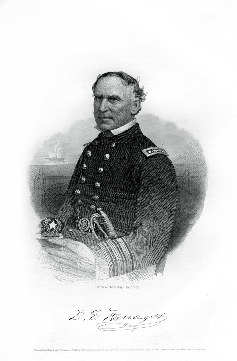 Admirál David Farragut, důstojník amerického námořnictva v americké občanské válce, 1862-1867 od Unbekannt