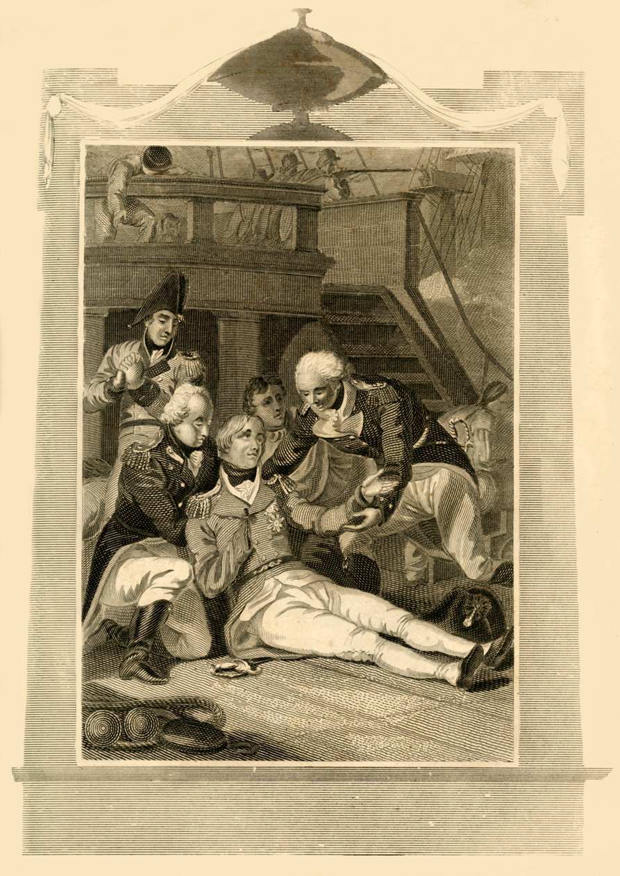 Admirál Lord Nelson smrtelně zraněn při vítězství v bitvě u Trafalgaru, 1805, 1816. od Unbekannt