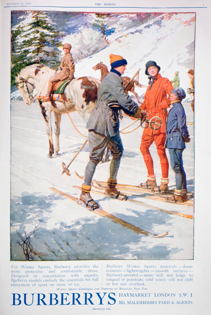 Reklama na zimní sportovní šaty Burberry, 1925 od Unbekannt