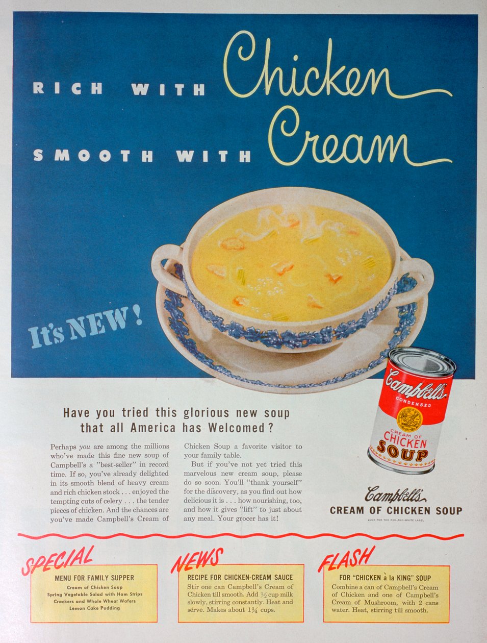 Reklama na kondenzovanou kuřecí polévku Campbells, 1949 od Unbekannt