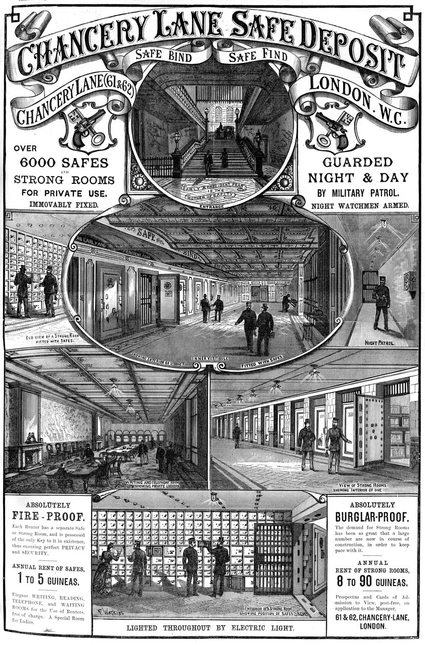 Reklama na Chancery Lane Safe Deposit, Londýn, 1887 od Unbekannt