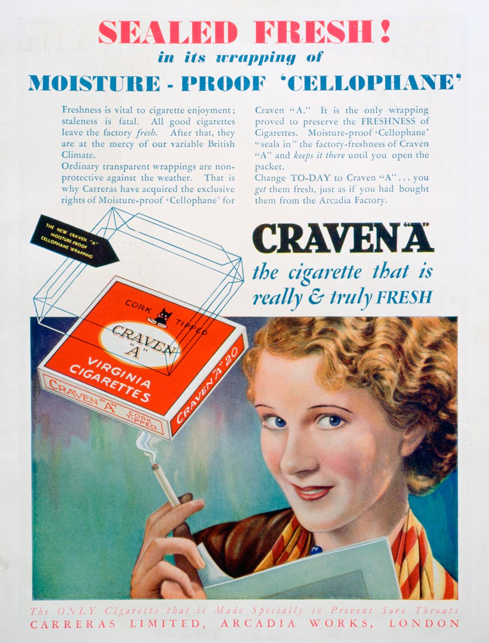 Reklama na cigarety Craven A, 1931 od Unbekannt