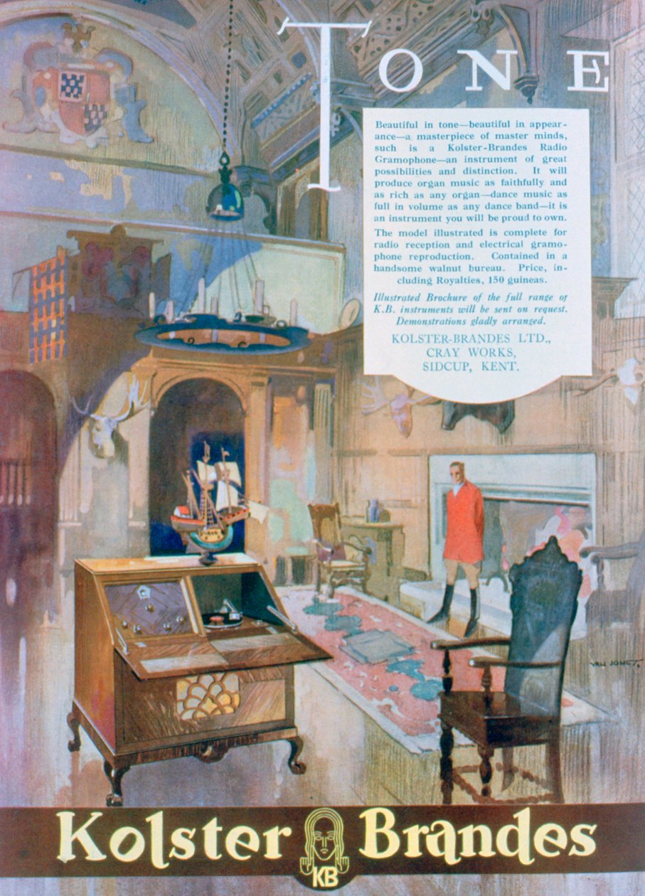 Reklama na rozhlasové gramofony Kolster Brandes, 1930 od Unbekannt
