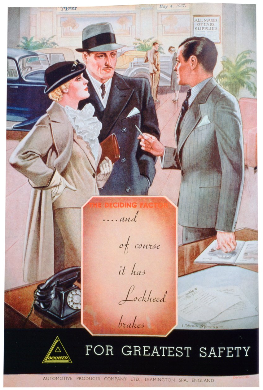 Reklama na automobilové brzdy Lockheed od Automotive Products of Leamington Spa, 1937 od Unbekannt