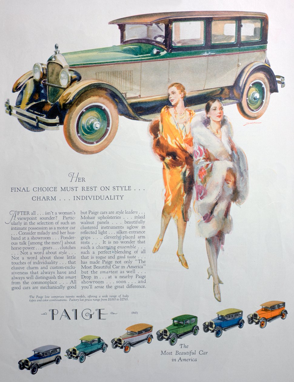 Reklama na motorová auta Paige, 1927 od Unbekannt