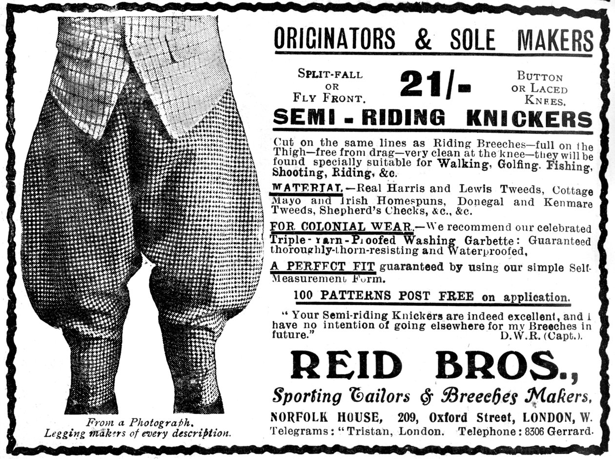 Reklama na Reid Bros, sportovní krejčí a výrobce kalhot od Unbekannt
