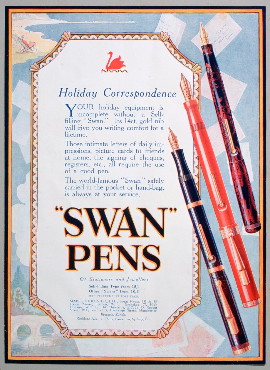 Reklama na pera Swan, 1906 od Unbekannt