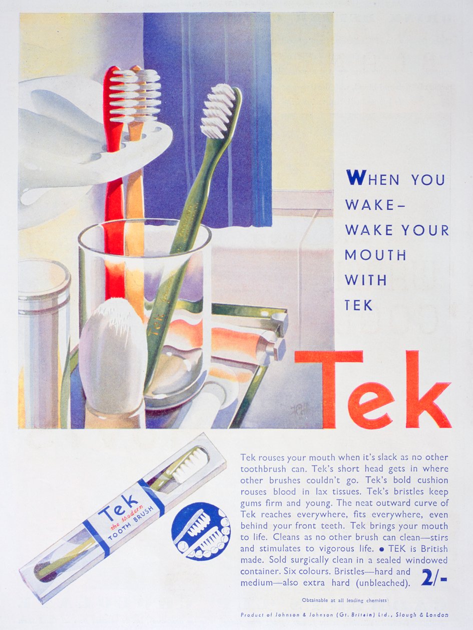 Reklama na zubní kartáčky Tek, Johnson and Johnson, 1931 od Unbekannt