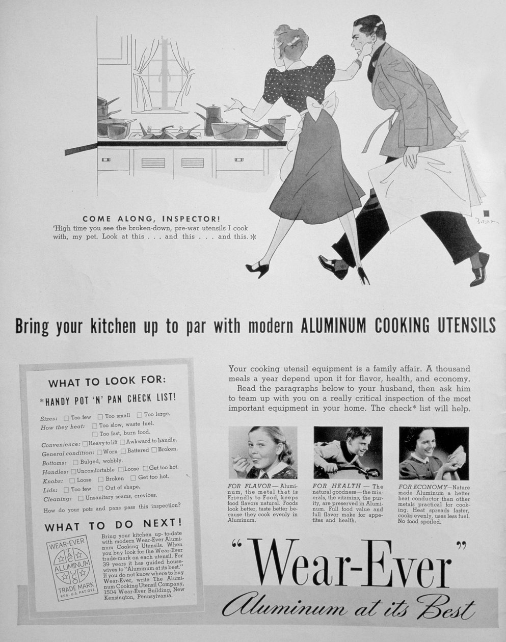 Reklama na hliníkové kuchyňské náčiní Wear-Ever, 1939 od Unbekannt