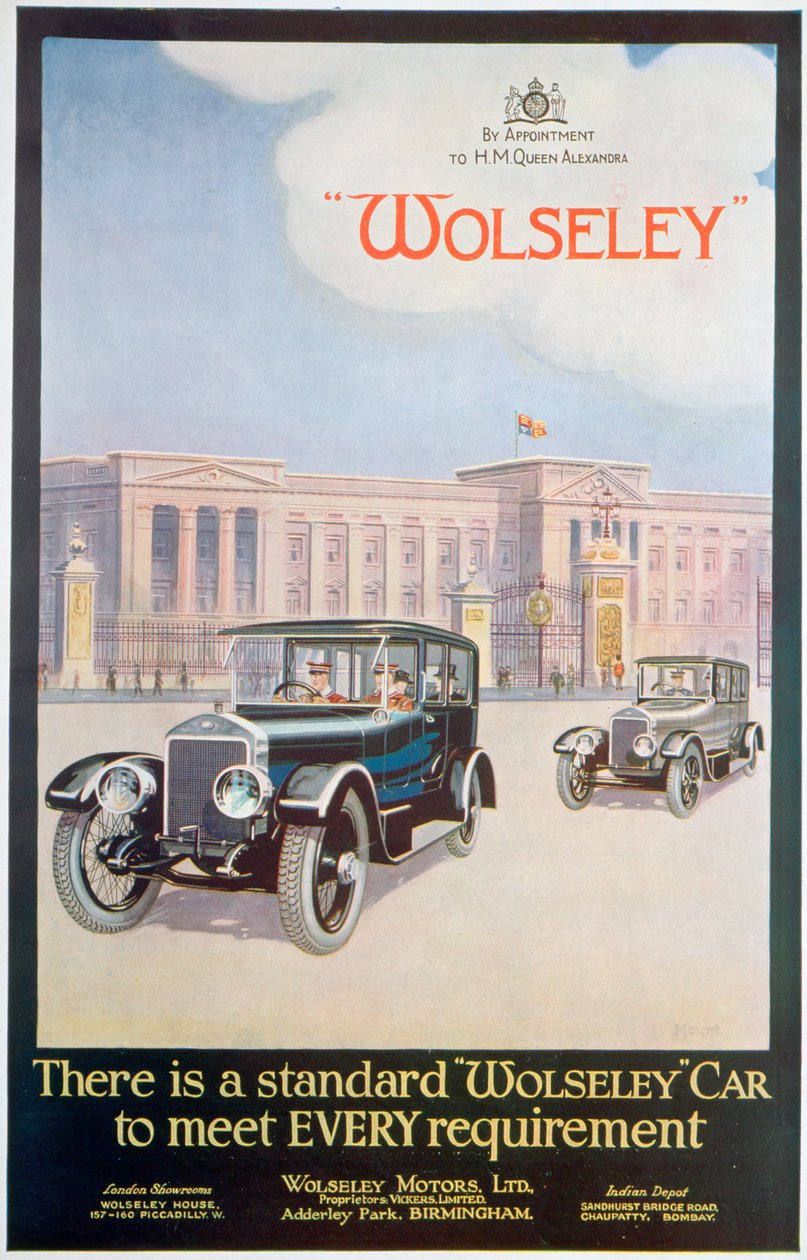 Reklama na motorová auta Wolseley, 1922 od Unbekannt