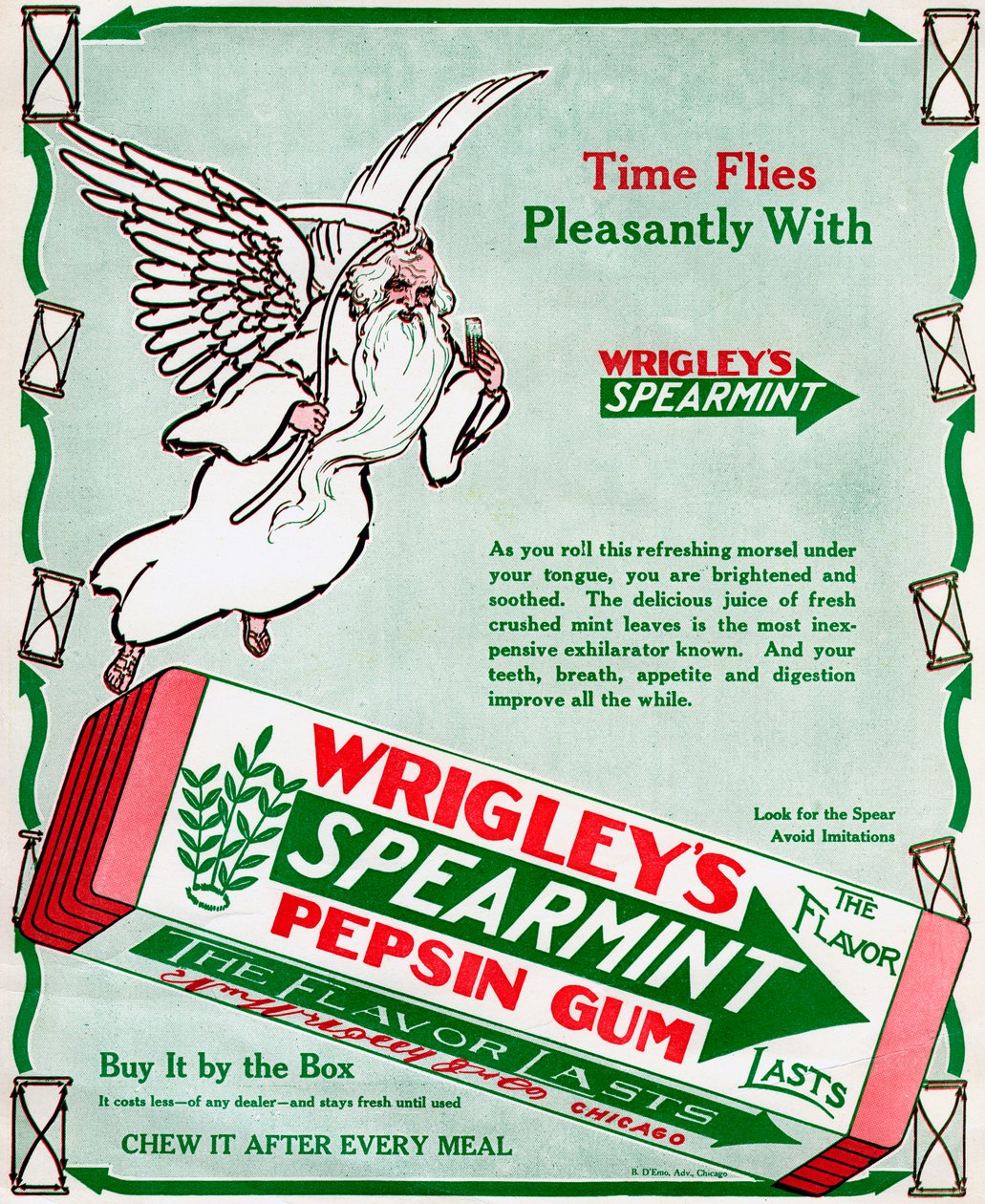 Reklama na Wrigleys Spearmint Pepsin Gum, 1913 od Unbekannt