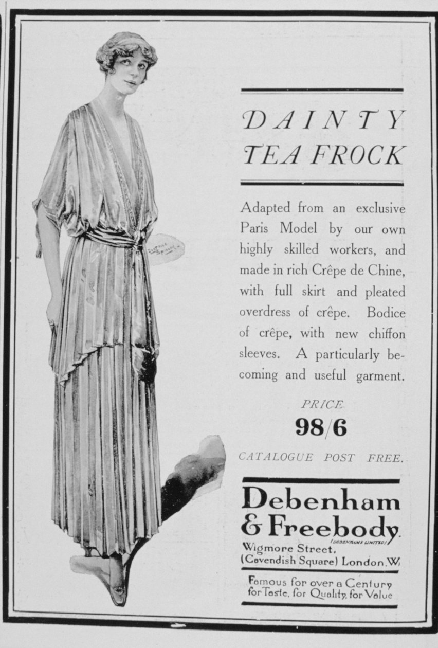 Reklama na čajové šaty od Debenhama a Freebody, 1916 od Unbekannt
