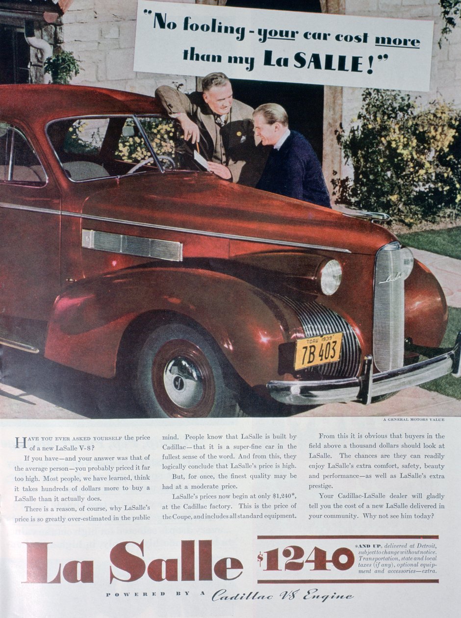 Reklama na auto LaSalle V8, 1939 od Unbekannt