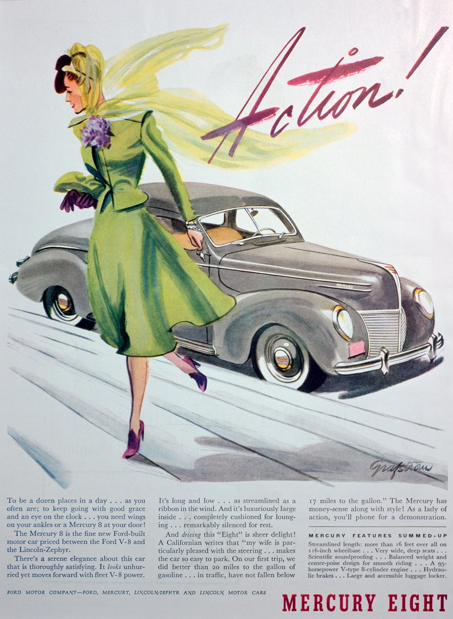 Reklama na motorový vůz Mercury Eight, 1939 od Unbekannt