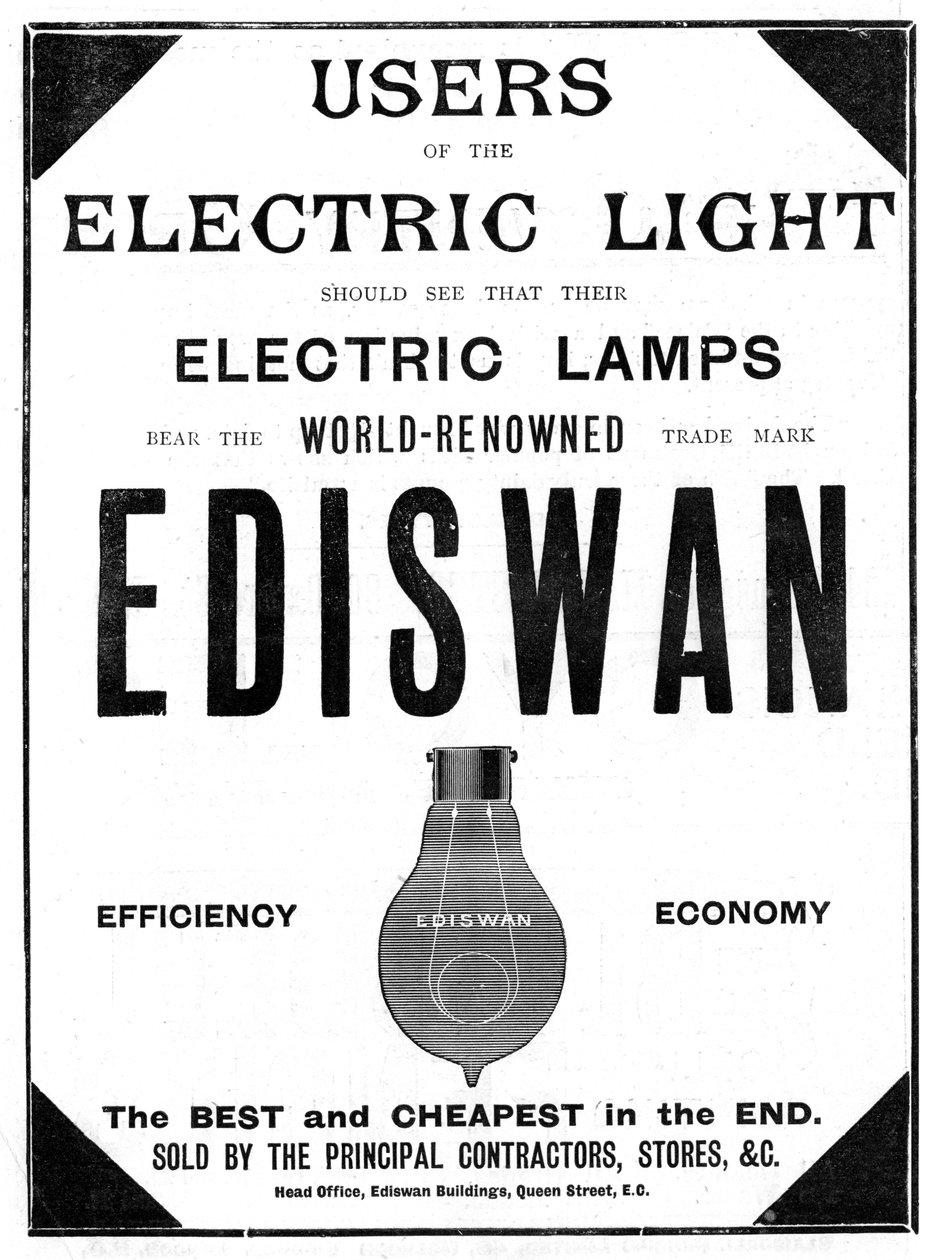 Reklama na žárovky Ediswan, 1898 od Unbekannt