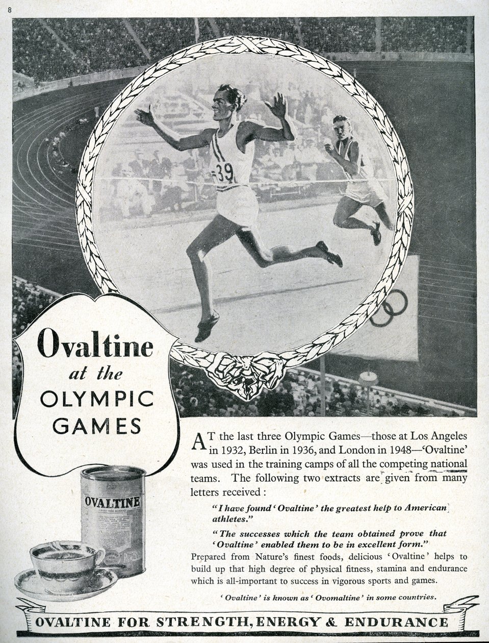 Reklama pro Ovaltine na olympijských hrách v Londýně 1948 (litho) od Unbekannt