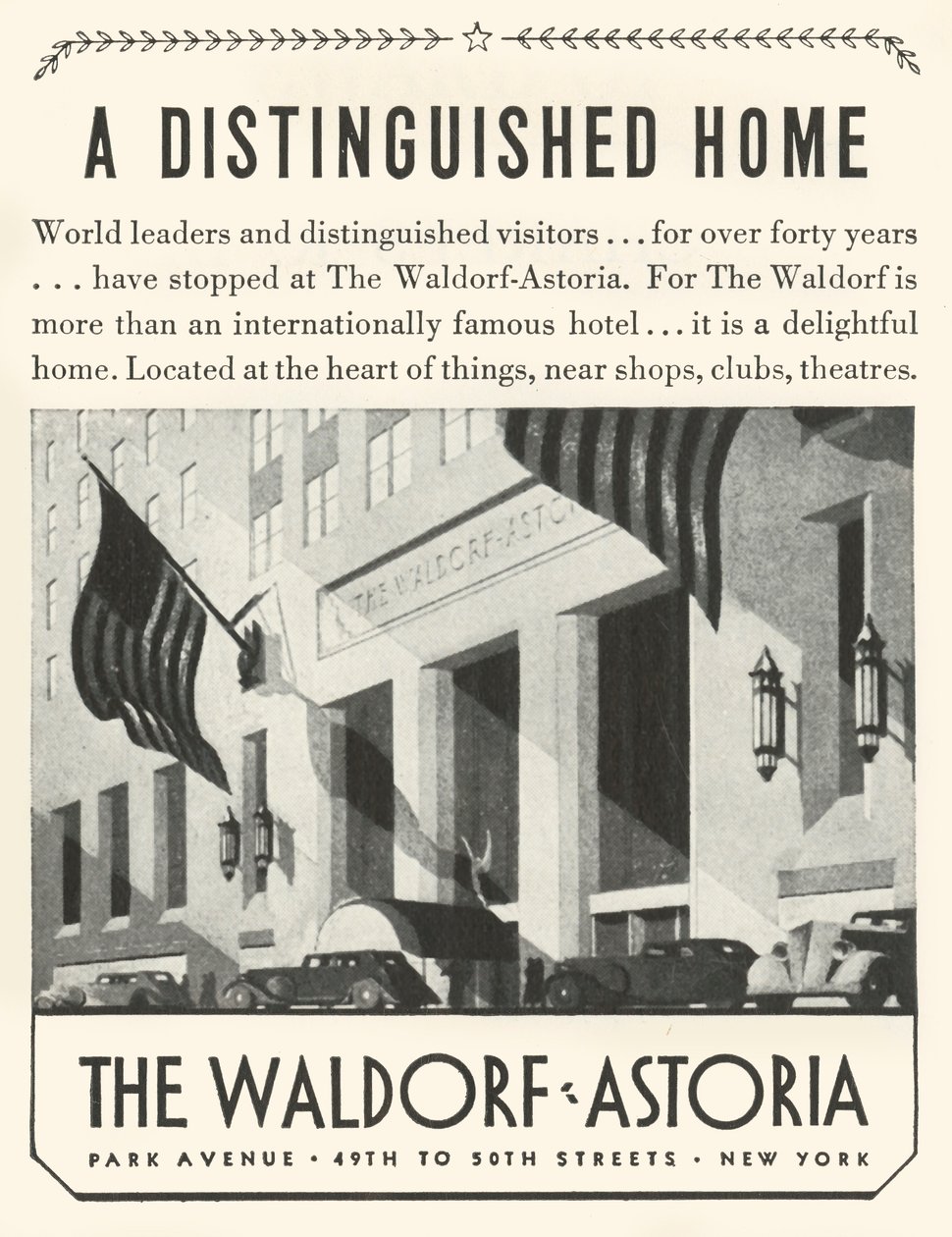 Reklama na hotel Waldorf-Astoria v New Yorku, 1934. od Unbekannt