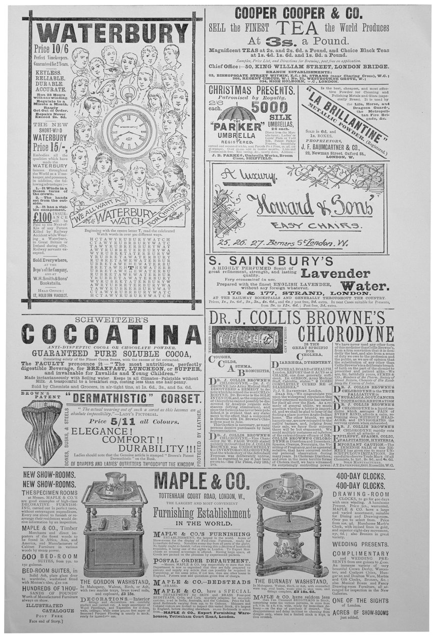 Reklamní stránka z Vánoc, vánoční výroční, 1887 od Unbekannt