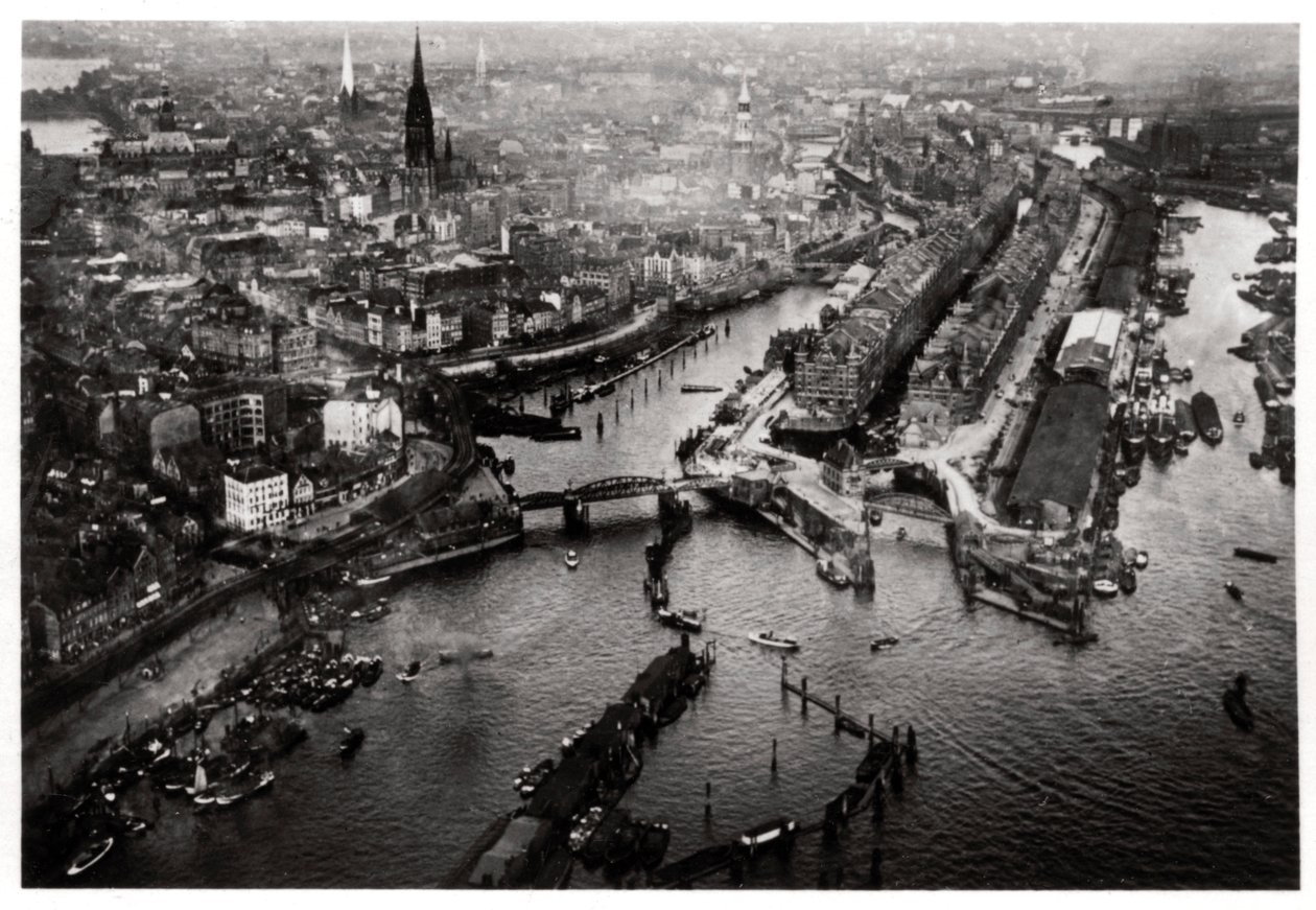 Letecký pohled na přístav Hamburk, Německo, ze Zeppelinu, c1931 1933 od Unbekannt