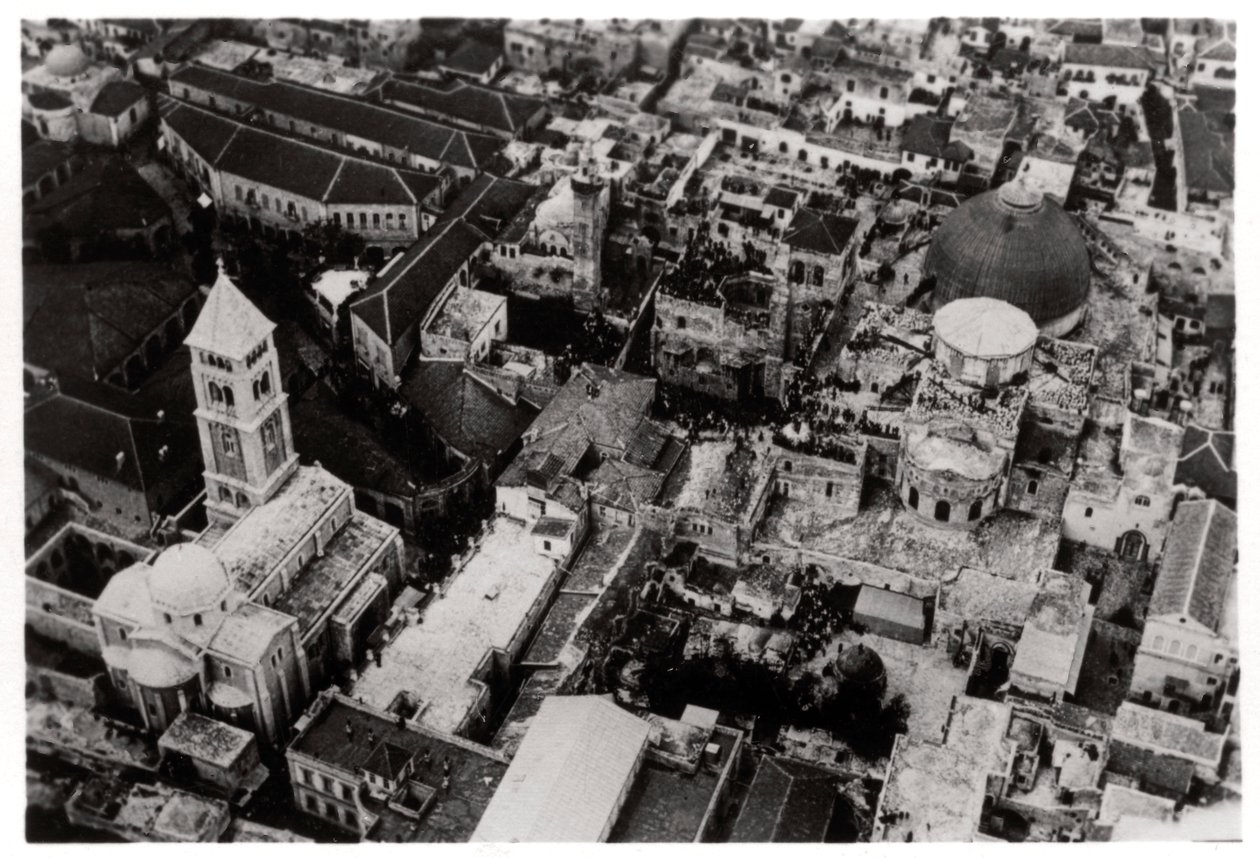 Letecký pohled na kostel Božího hrobu, Jeruzalém, Palestina, ze Zeppelinu, 1931 1933 od Unbekannt