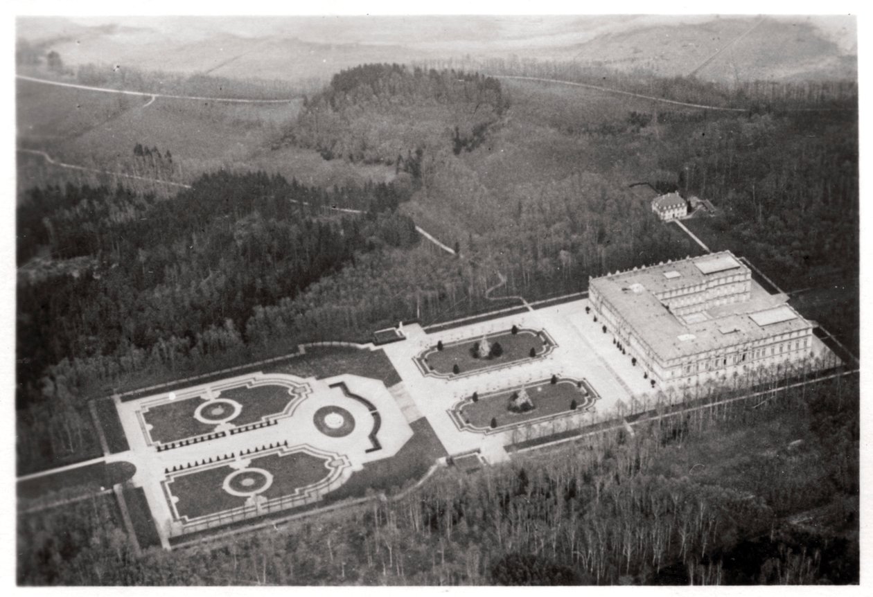 Letecký pohled na palác Herrenchiemsee, Bavorsko, Německo, ze Zeppelinu, c1931 1933 od Unbekannt