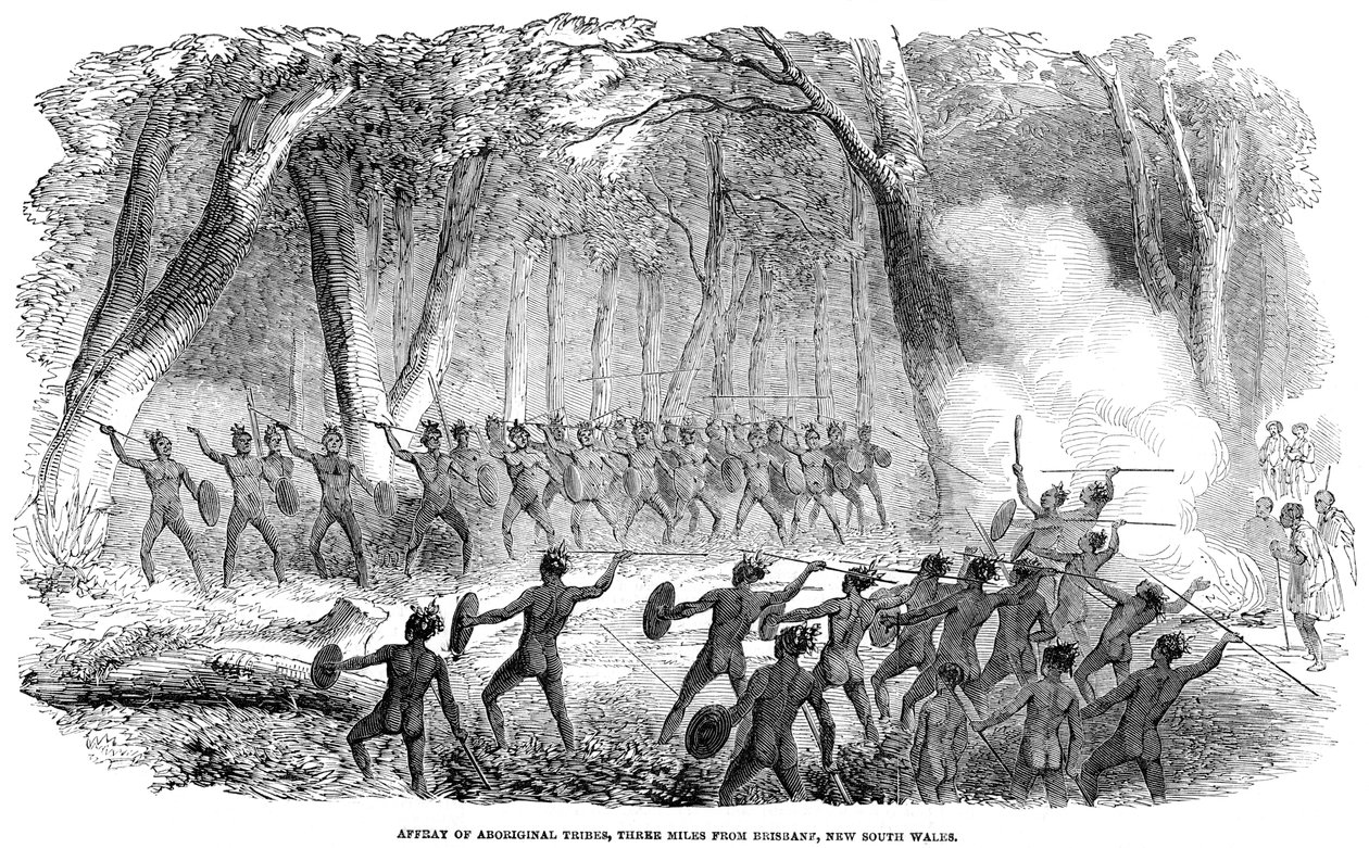 Affray of Aboriginal, tři míle od Brisbane, New South Wales, 1854 od Unbekannt
