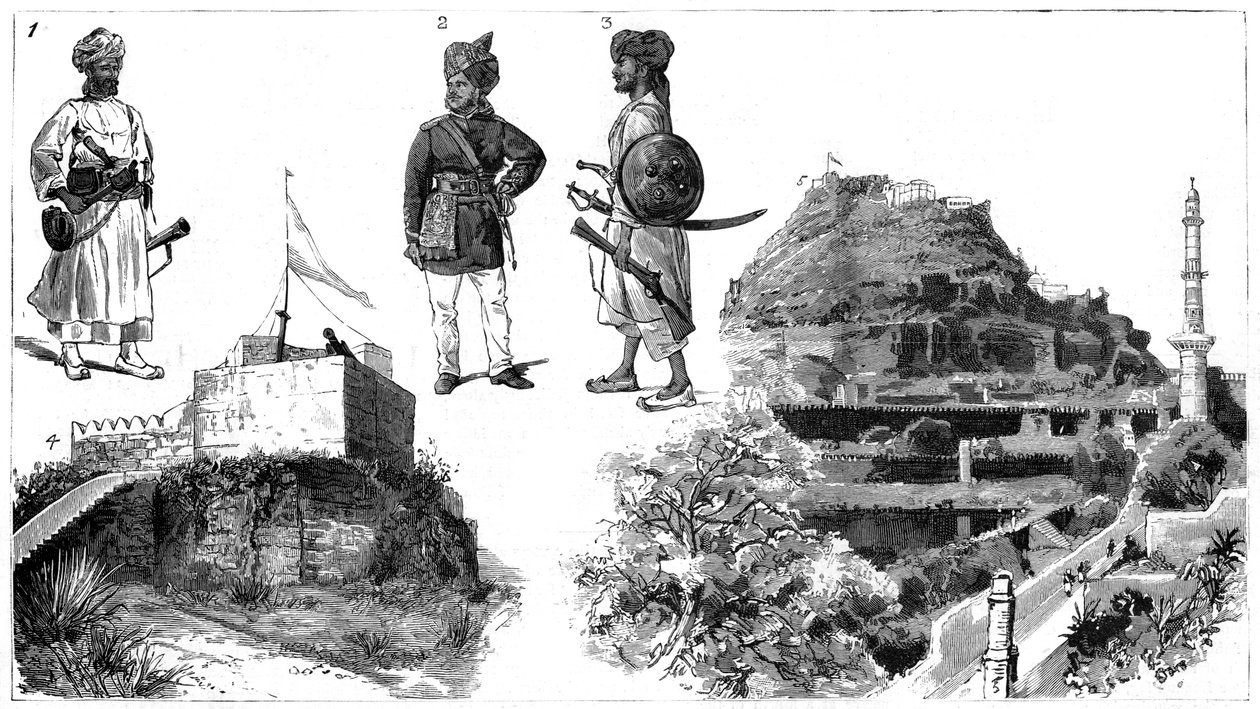 Afghánci a obrazy Hajdarábádu, střední Indie, 1888 od Unbekannt