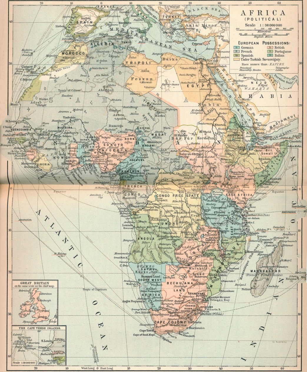 Afrika Politická, c1902, 1903 od Unbekannt