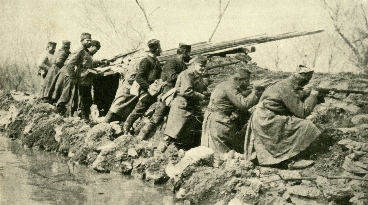 After the Rains: Srbská pěchota...během povodní, první světová válka, c1915, c1920. od Unbekannt