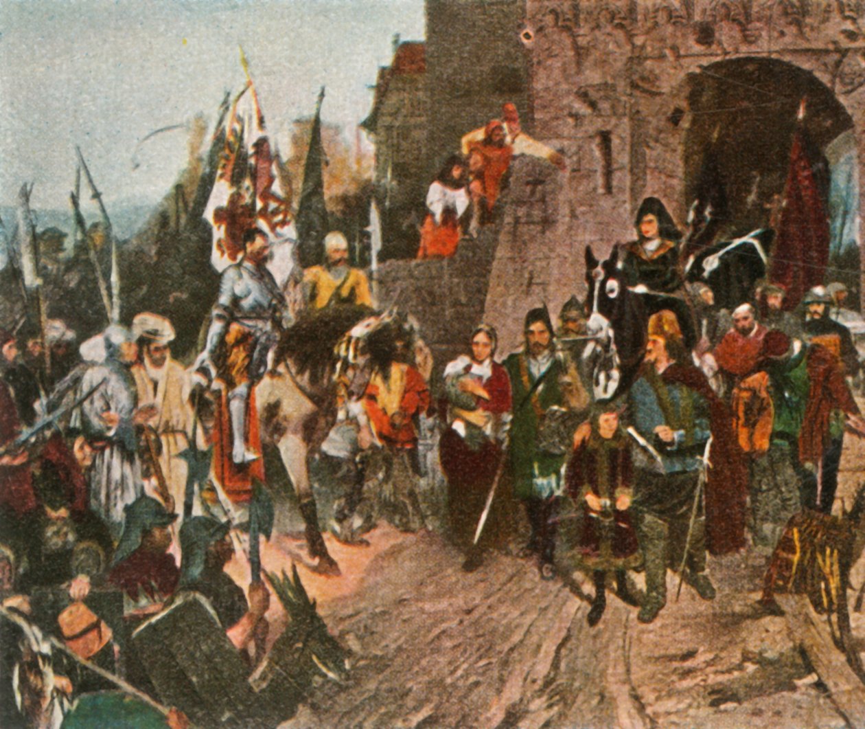 Anežka z Rožmberka odevzdává hrad svého otce husitům, 1426, 1936. od Unbekannt